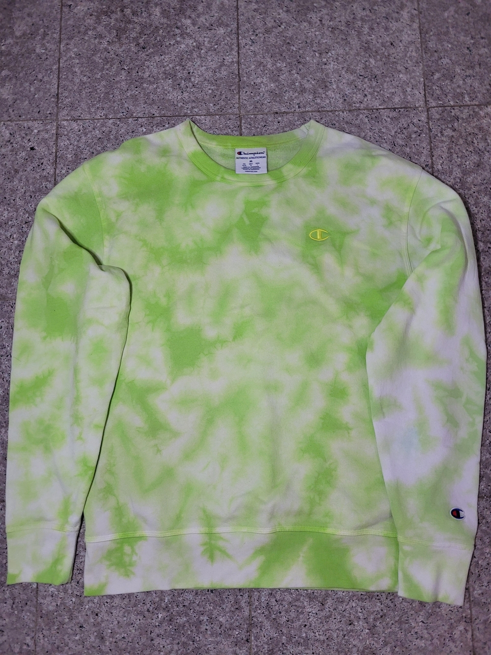 Champion Men's Lime Tie-Dye Crewneck Sweatshirt Size Medium